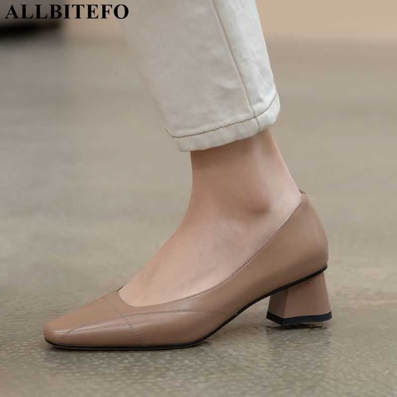 ALLBITEFO square toe full genuine leather brand high heels office ladies shoes women high heel shoes spring women heels 210611, As picture 
ALLBITEFO square toe full genuine leather brand high heels office ladies shoes women high heel shoes spring women heels 210611, As picture