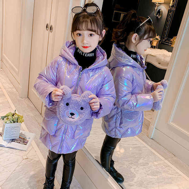 Children's Winter Down Cotton Jacket for Girls Waterproof Coat Thicken Snowsuit Kids Clothes Waterproof Parka 3-14 Year 211111