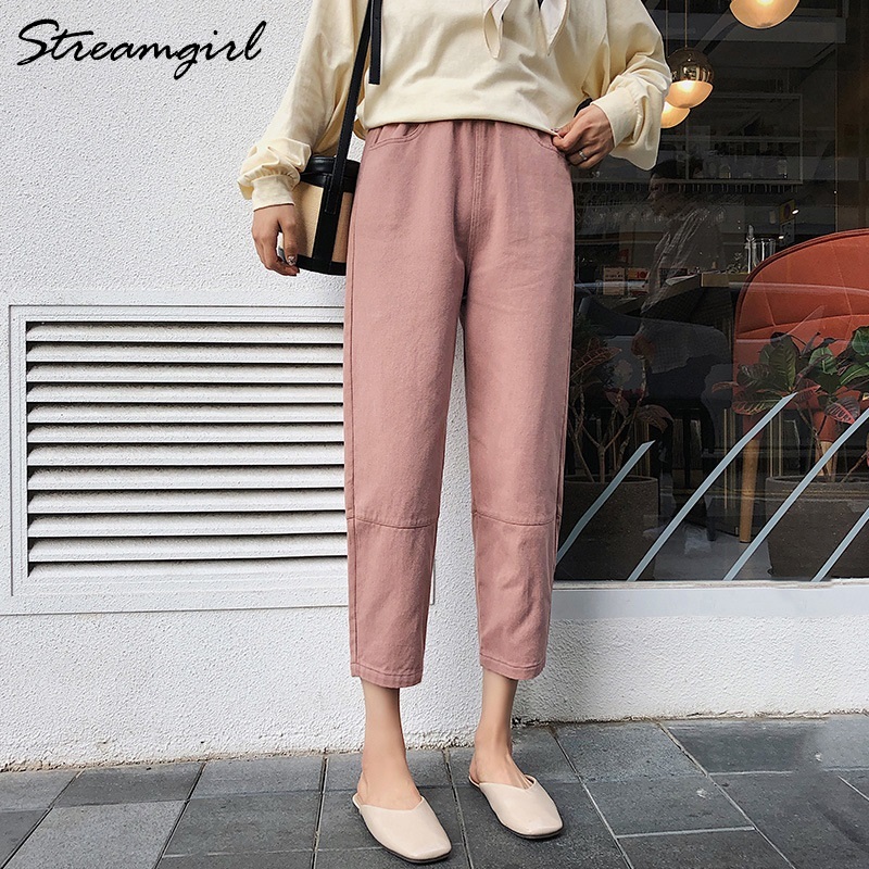 Loose Cargo Pants For Women Summer High Waist Elastic Pants Boyfriend Sweatpants Women's Trousers Plus Size Capris For Women 210421