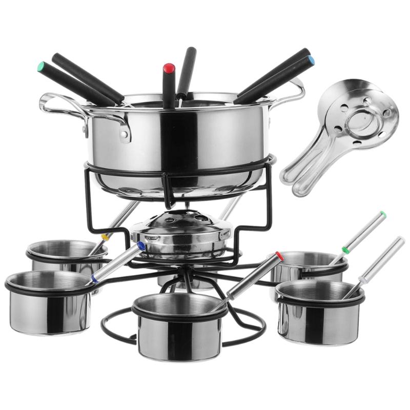 Set Fondue Tool Cooking Stove Safe Alcohol Portable Cookware Pans