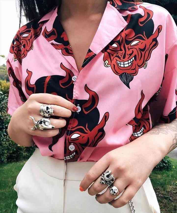 Harajuku Shirts Unisex Devil Hawaiian Shirt Loose Hip Hop Streetwear Blouses Men And Women Short Sleeve Summer Beach Camisa, White
Harajuku Shirts Unisex Devil Hawaiian Shirt Loose Hip Hop Streetwear Blouses Men And Women Short Sleeve Summer Beach Camisa, White