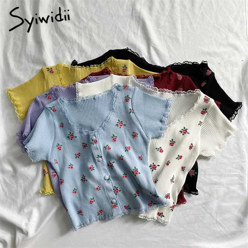 Syiwidii Y2k Knitted Cardigan Crop Top Sweater Woman Lace Flower Print Summer Cropped Tanks Colorful Tee White Red Blue 211018, Purple
Syiwidii Y2k Knitted Cardigan Crop Top Sweater Woman Lace Flower Print Summer Cropped Tanks Colorful Tee White Red Blue 211018, Purple