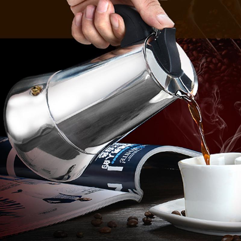 

2/4/6/9/12 Cups Coffee Maker Pot Stainless Steel Mocha Espresso Latte Stovetop Filter Moka Coffee Maker Coffee Pot For Kitchen 210330