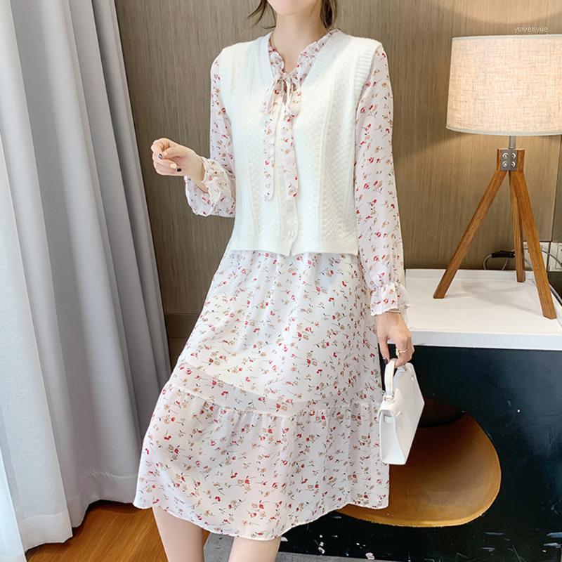 Casual Dresses Korean Version Japanese Dress Fashion Western Style Bowknot Printing Elastic Waist Thin Round Neck Long Sleeve, White
Casual Dresses Korean Version Japanese Dress Fashion Western Style Bowknot Printing Elastic Waist Thin Round Neck Long Sleeve, White
