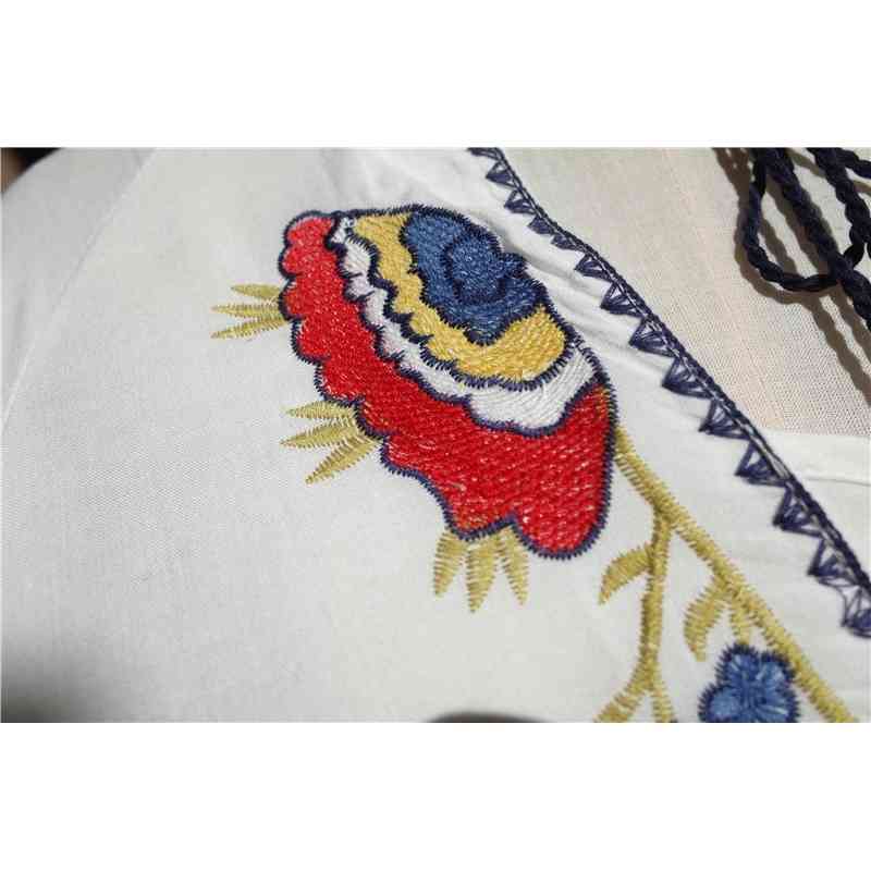 Embroidery Cotton Beach Cover up Tunic for Bathing suit Women Sarong Pareo Swim Dress #Q582 210420