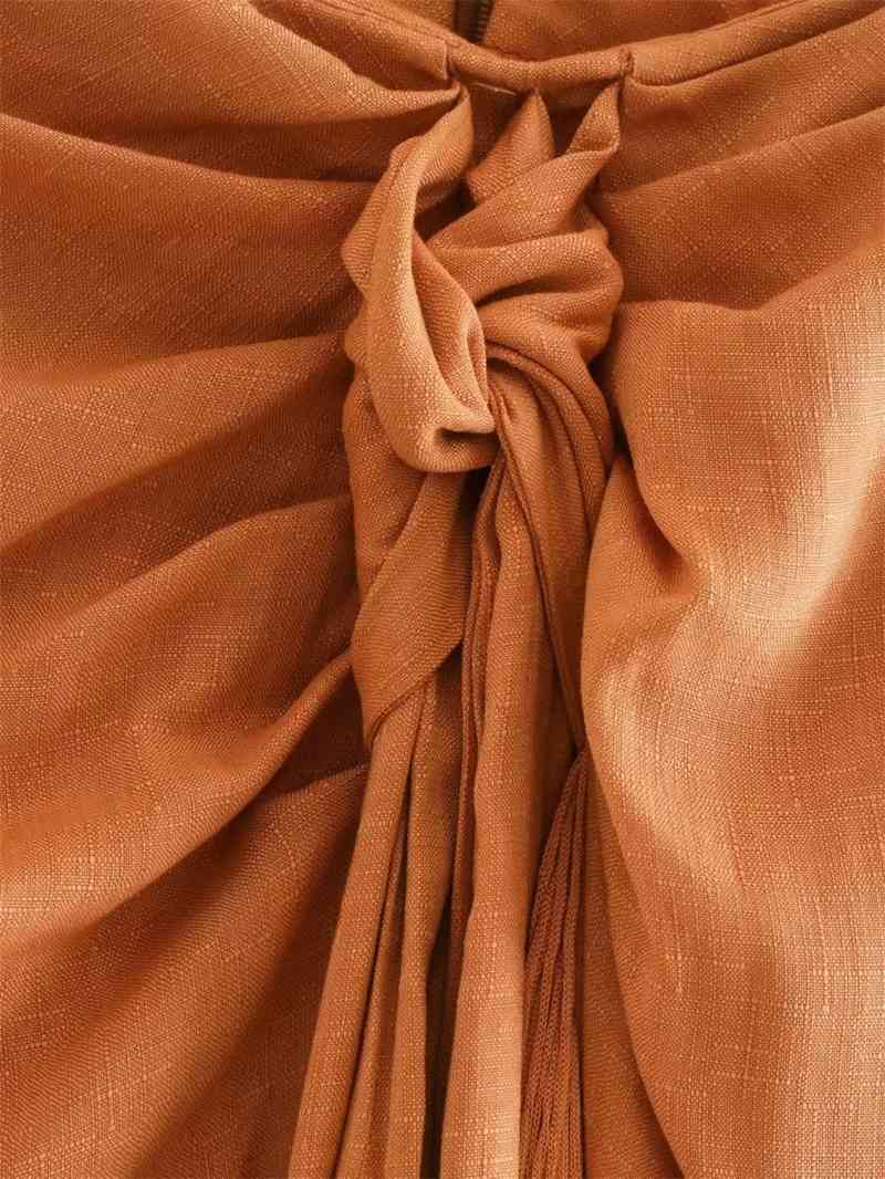 Women's Fashion Pleated Trim Fringed Tassels High Waist Mini Skirt 210521