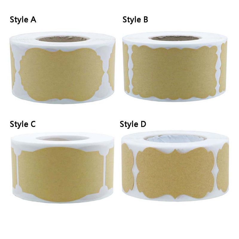 250Pcs/Roll Blanco Kraft Paper Labels Hand-made trays Packaging Sealing Stickers Christmas present Tags Decoration