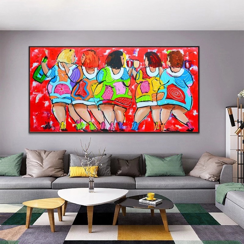 Women Party Abstract Oil Paintings Print on Canvas Funny Art Posters and Prints Wall Decor Art Pictures Home Decoration Cuadros