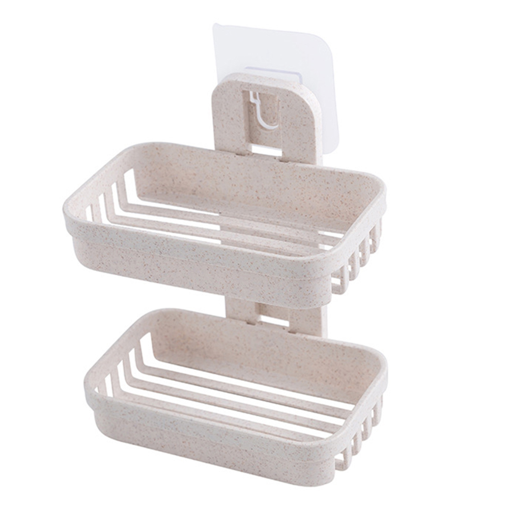 Bathroom Soap Dish, Double-Layer Bar Soap Holder Storage Rack For Shower, Kitchen Wall Mount Self Draining Soap Case Box