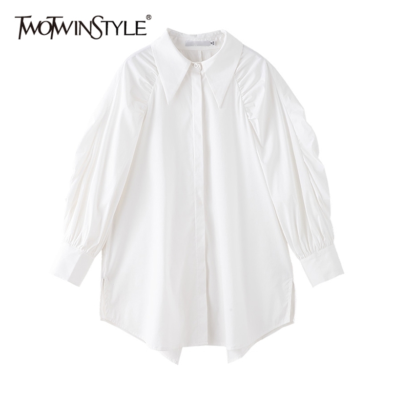 Casual Solid Ruched Shirt For Women Lapel Long Sleeve Minimalist Basic Loose Blouse Female Fashion Spring 210524, Blue
Casual Solid Ruched Shirt For Women Lapel Long Sleeve Minimalist Basic Loose Blouse Female Fashion Spring 210524, Blue