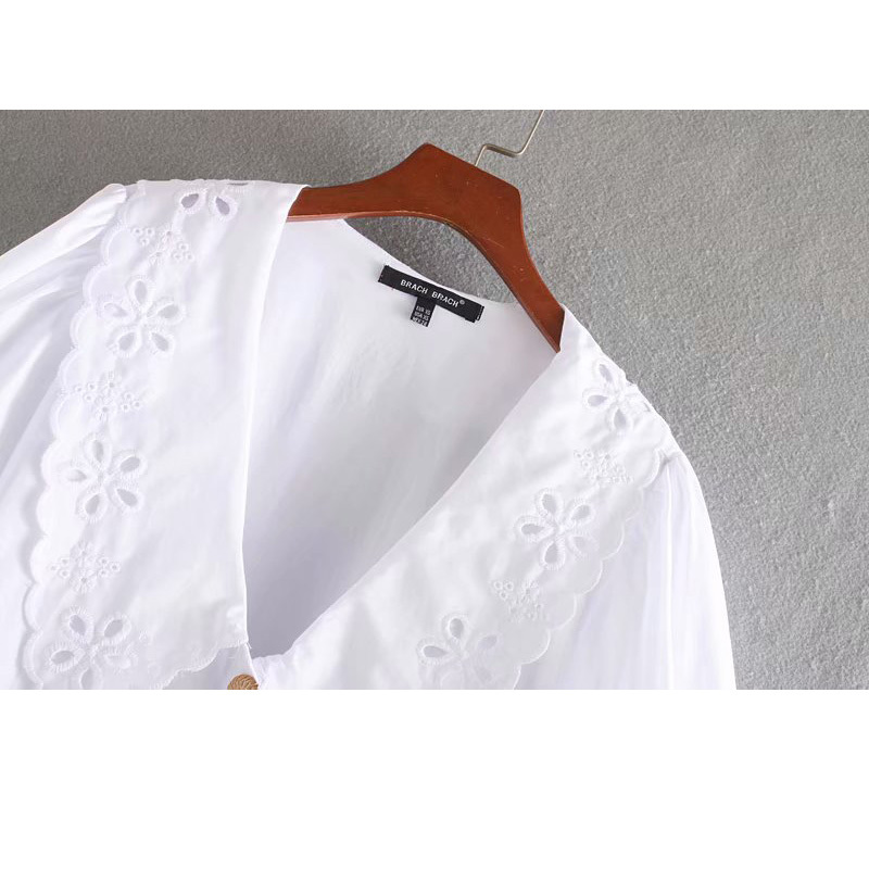 Elegant French Wild Sweet Embroidered White V-Neck Summer Dress For Women