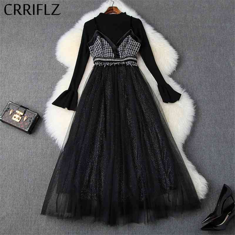 Winter Women Set Flare Sleeve Turtleneck Pullover Tassel Patchwork Mesh Strap Dress 2 Piece Black Patry 210520
Winter Women Set Flare Sleeve Turtleneck Pullover Tassel Patchwork Mesh Strap Dress 2 Piece Black Patry 210520