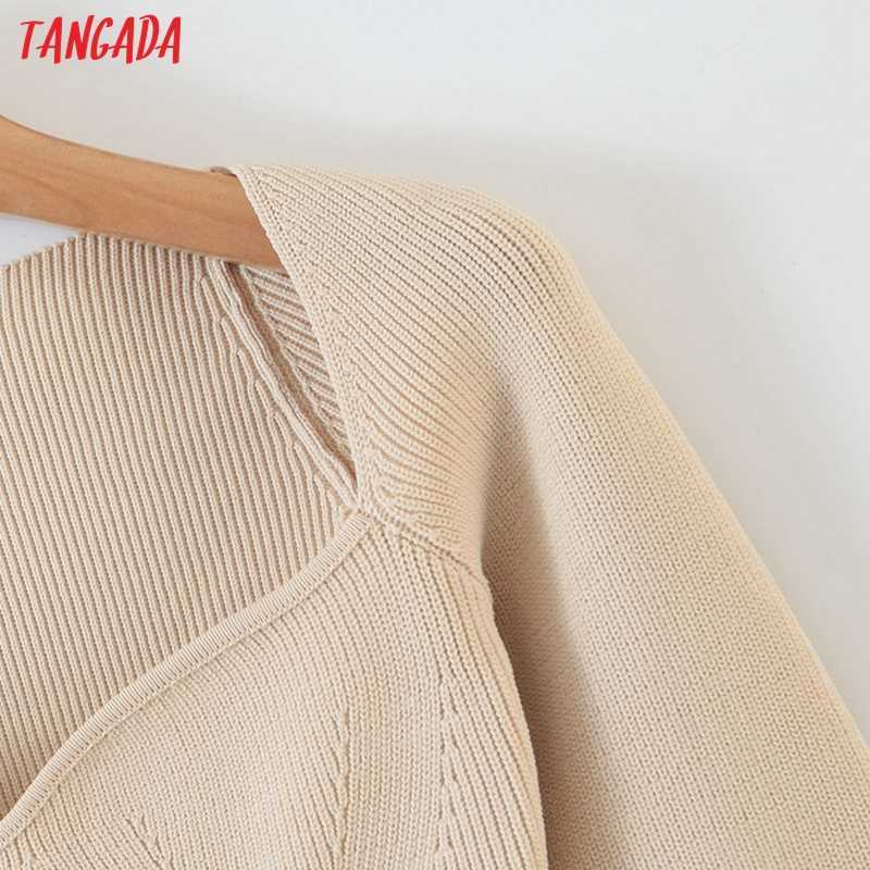 Tangada fall women sexy slim sweater cashmere square collar knitted pullover high quality jumper SP03 210914