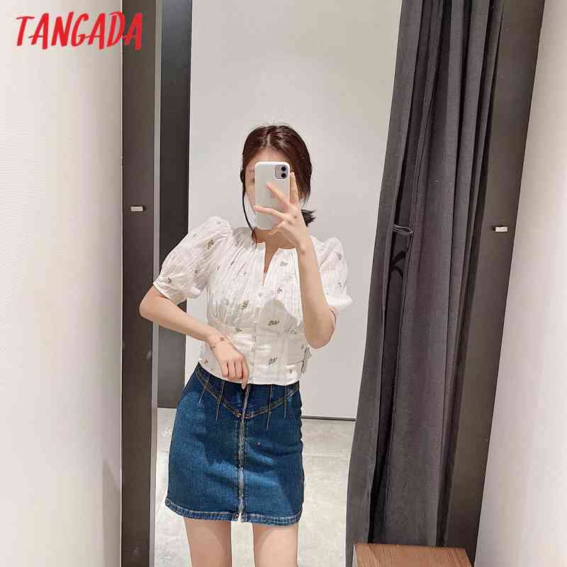 Women Retro Embroidery Romantic Summer Blouse Long Sleeve Chic Female Shirt Tops 3H99 210416