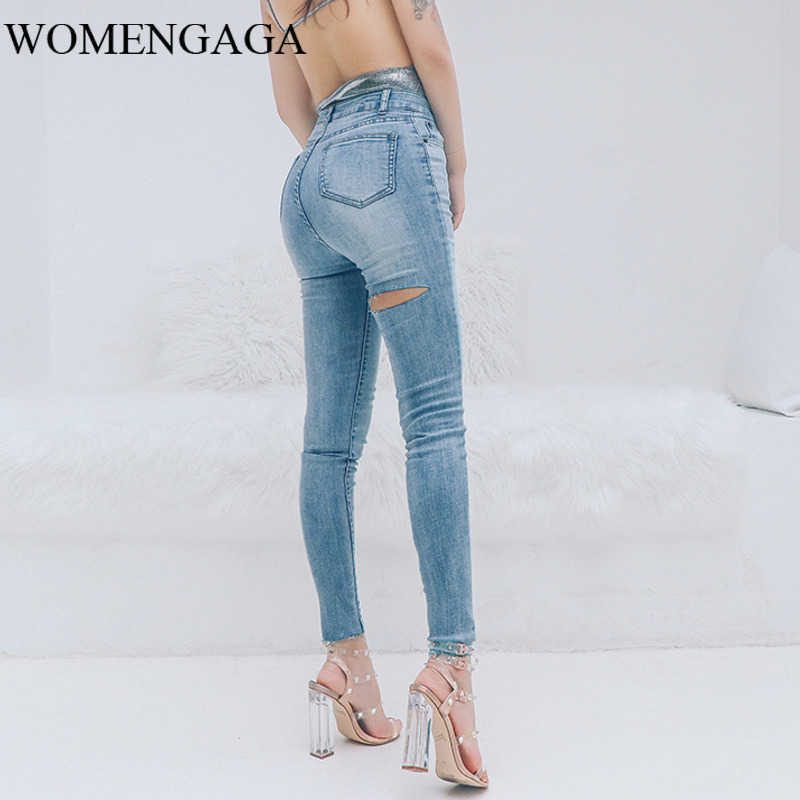 WOMENGAGA Sexy Tight Hip-covered Front Holes High Waist Jean' Summer Autumn Chic Slim Hip-lifting Pencil Pants RYPU 210603, Black
WOMENGAGA Sexy Tight Hip-covered Front Holes High Waist Jean' Summer Autumn Chic Slim Hip-lifting Pencil Pants RYPU 210603, Black