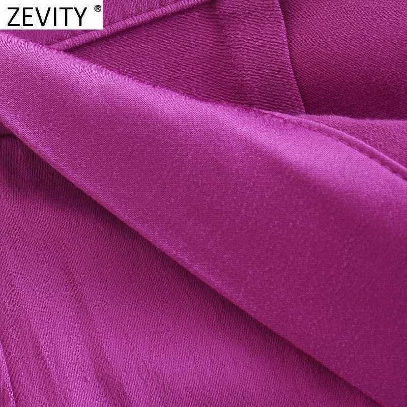 Zevity Women Fashion Solid Color Pleats Wide Leg Pants Office Ladies Side Zipper Fly Business Femme Chic Long Trousers P1137 210603