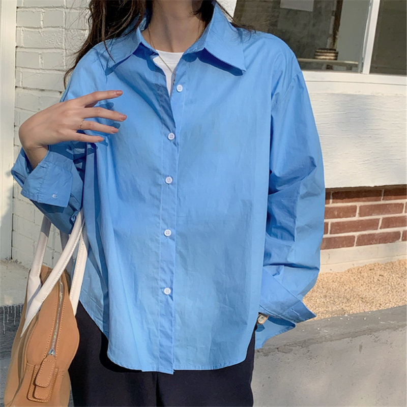 Minimalist Stylish Korean Chic Women Streetwear Outwear Shirts Office Lady Lapel OL Arrival All Match Tops 210421