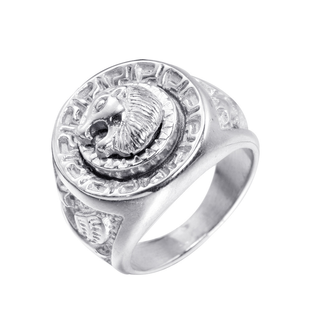 Fashion Classic Men's Punk Style Hip Hop Ring Band Cool Lion Head Gold Ring Jewelry
