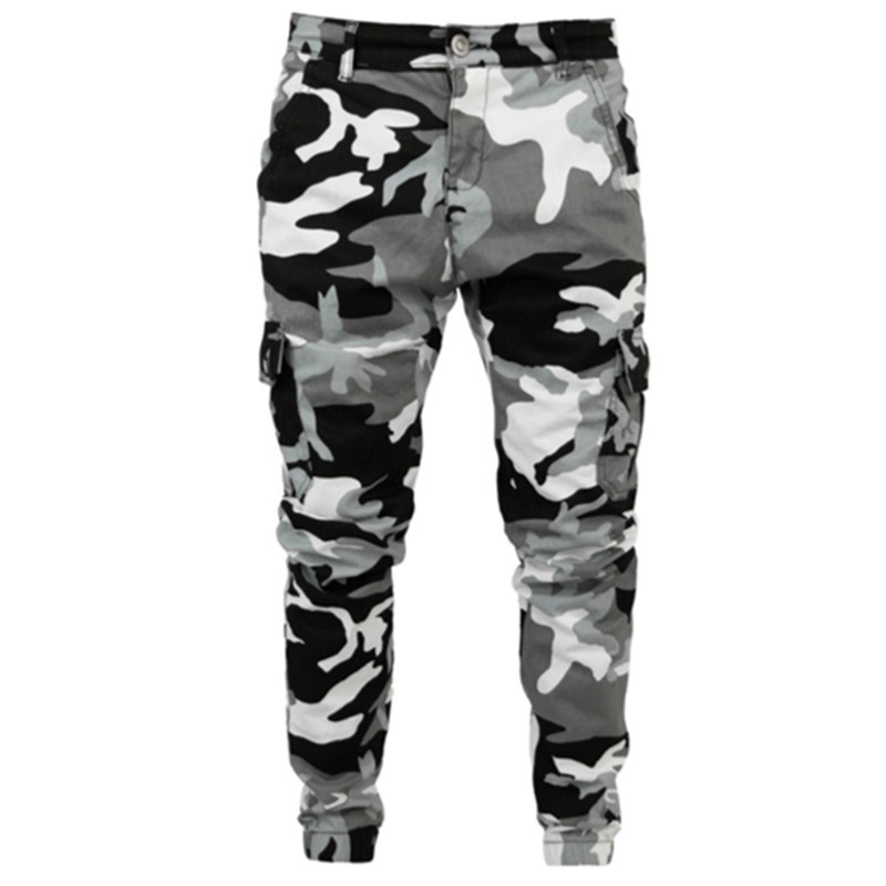 Mens Camouflage jeans Fit Stretch-Fit Jeans Business Casual printing pencil pants Classic Style Fashion Denim Trousers Male Blac
