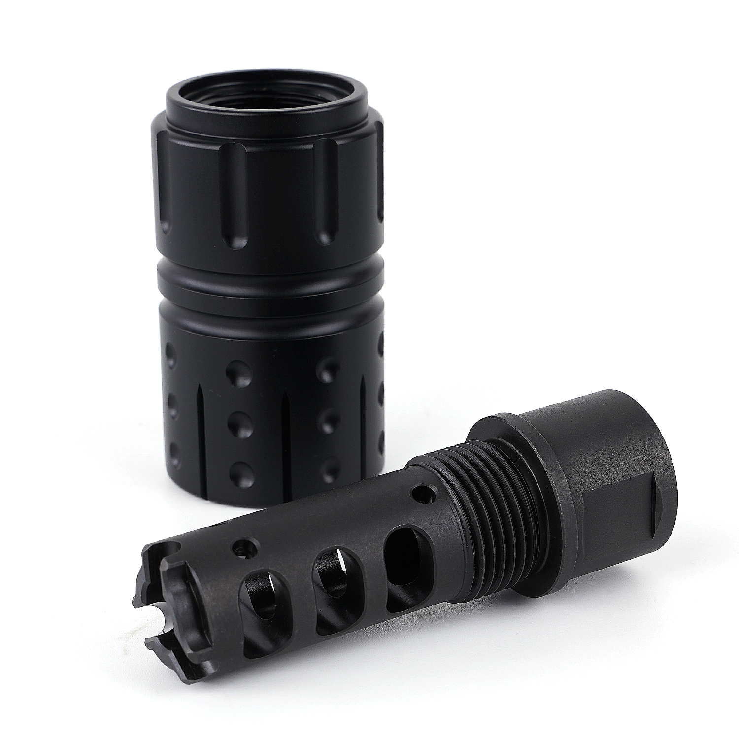 .308/7.62 M18*1RH Muzzle Brake Compensator with Sound Redirect +13/16 X 16 threaded Outer Sleeve, Black
.308/7.62 M18*1RH Muzzle Brake Compensator with Sound Redirect +13/16 X 16 threaded Outer Sleeve, Black