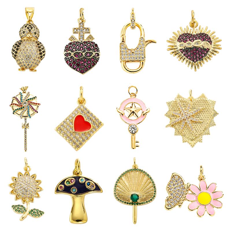 Charms Original Crystal Dangle Heart Flower Mushroom Glossy Copper Gold-plated Pendant DIY Bracelet Necklace Anklet Accessories, Bronze;silver
Charms Original Crystal Dangle Heart Flower Mushroom Glossy Copper Gold-plated Pendant DIY Bracelet Necklace Anklet Accessories, Bronze;silver
