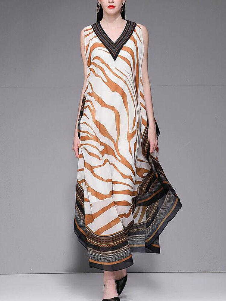 VKBN Summer Dress Women V-neck Striped Print Batwing Sleeve Plus Size Women Maxi Dresses for Women 210507