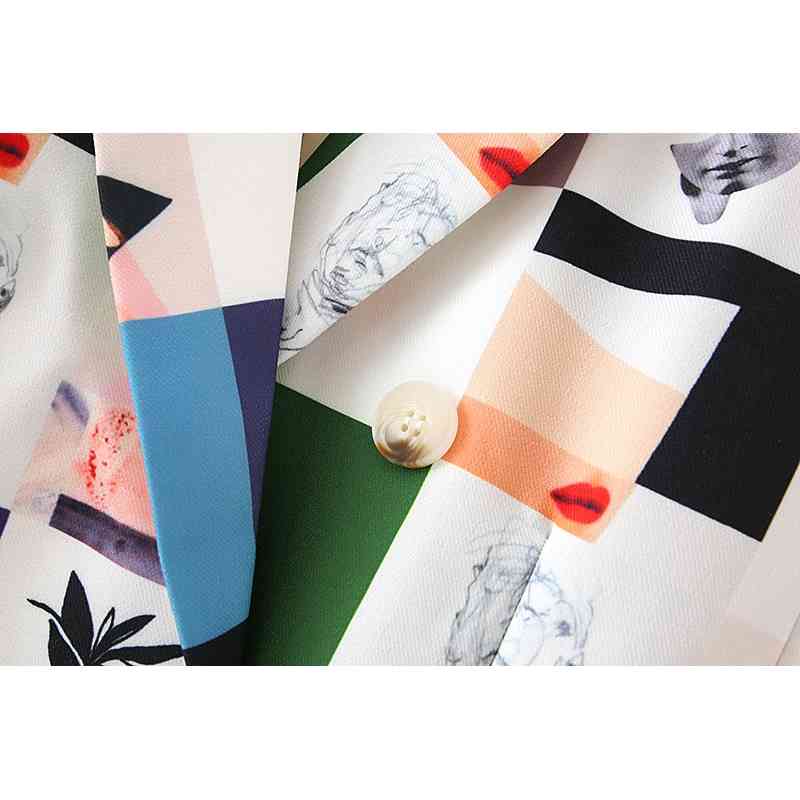 fashion women button blazer elegant autumn pocket jackets casual female print plaid long suits girls chic sets 210430