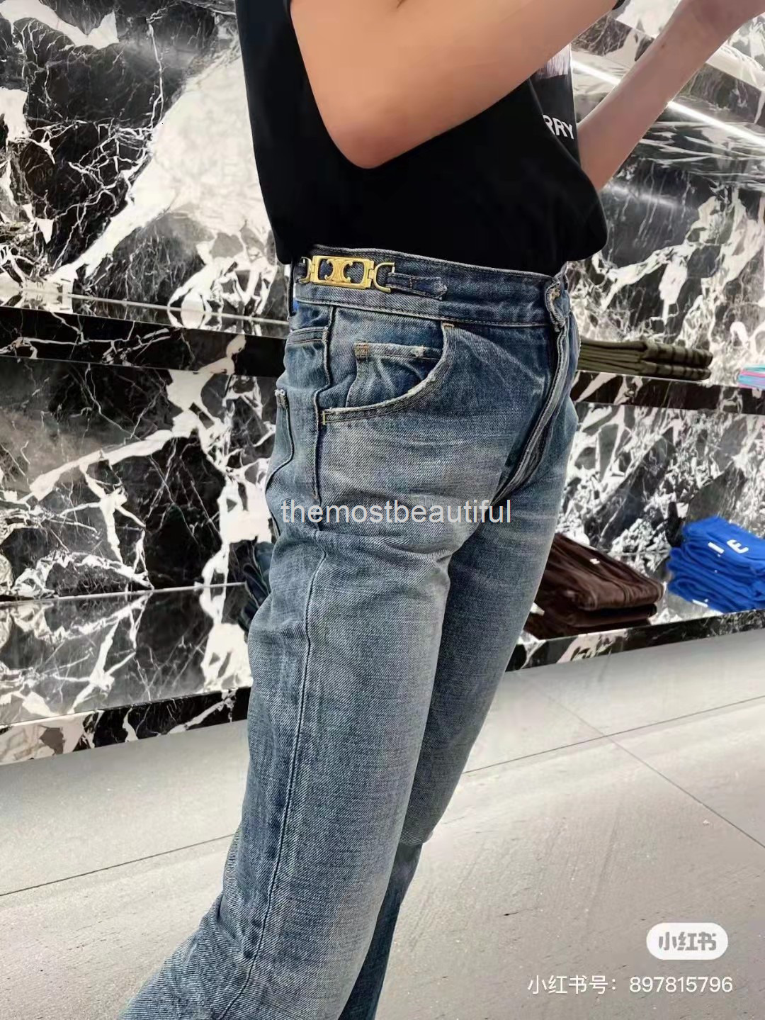 Women's Jeans CE's Arc de Triomphe spring and summer collection waist slim chain washed loose straight tube denim pants women, Picture color
Women's Jeans CE's Arc de Triomphe spring and summer collection waist slim chain washed loose straight tube denim pants women, Picture color