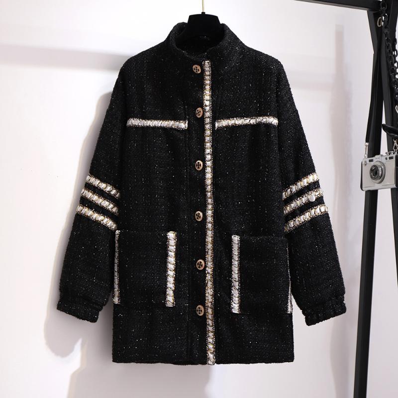 Women's Wool & Blends (117~157cm) Winter High Neck Collar Woven Tweed Coat Fashion Chic Style Thick Long Overcoat Plus Size Big Pocket Tops, Black
Women's Wool & Blends (117~157cm) Winter High Neck Collar Woven Tweed Coat Fashion Chic Style Thick Long Overcoat Plus Size Big Pocket Tops, Black