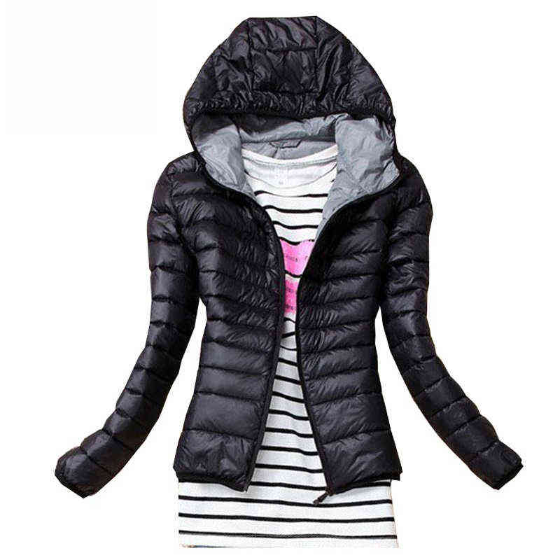 Winter Jacket Women Cotton Down Parka Hooded Women's Coat Casual Slim Down & Parkas Solid Basic Women's Jacket Long Sleeve Coat 211221