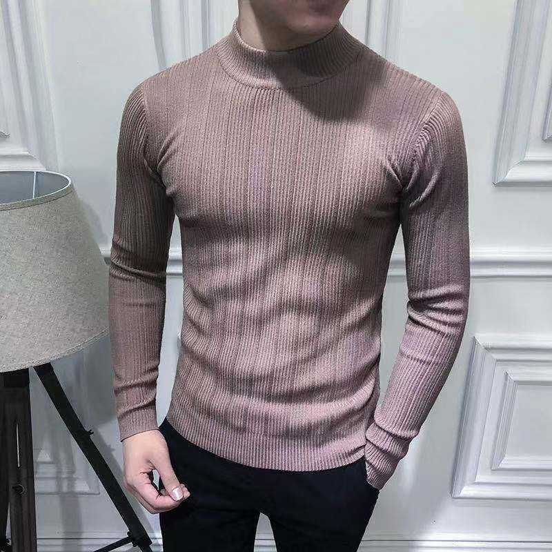 Korean Fashion Autumn Men Casual Vintage Style Sweater Wool Turtleneck Oversize Winter Warm Cotton Pullovers Sweaters 211008