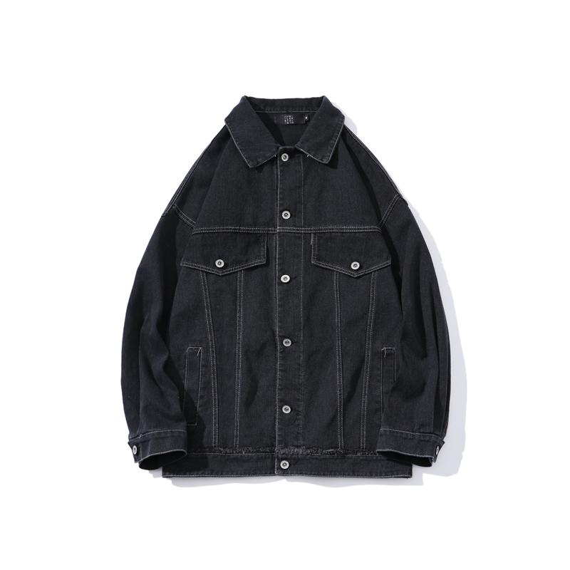 IEFB /men's wear spring Arrival Long Sleeve Loose Denim Jacket Causal Single Breasted streetwaer oversize coat HD523 210524