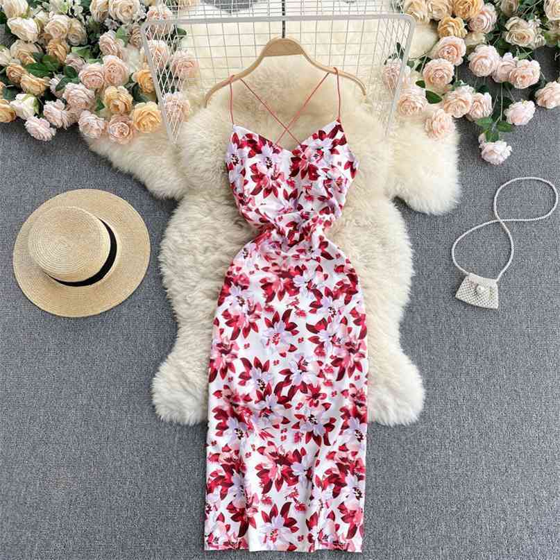 Women Dress Summer Spaghetti Strap Crisss-cross Backless Sexy Floral Print Sleeveless V-neck Split Vacation Beach 210603, Red
Women Dress Summer Spaghetti Strap Crisss-cross Backless Sexy Floral Print Sleeveless V-neck Split Vacation Beach 210603, Red