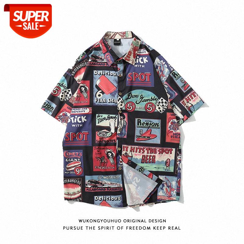 Men's retro super hot full print short-sleeved shirt loose couple lazy style men #a16s, White;black
Men's retro super hot full print short-sleeved shirt loose couple lazy style men #a16s, White;black