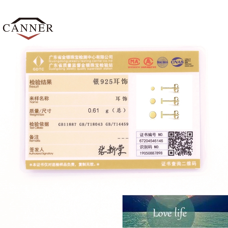 CANNER 3 Pcs Real 925 Sterling Silver Small Cute Simple Stud Earrings For Women Piercing Earring Earings Jewelry Pendientes