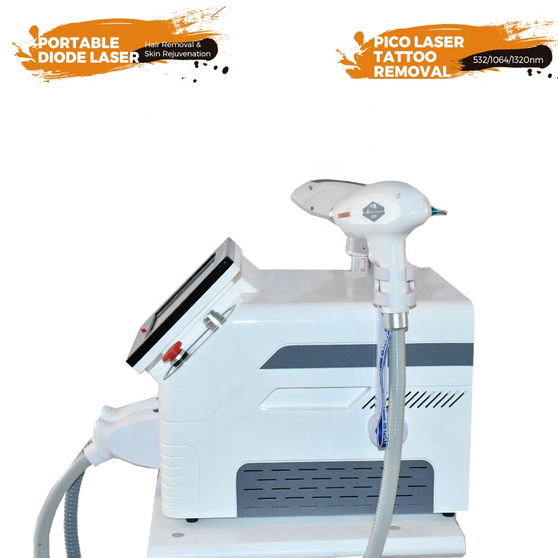 Professional 2 in 1 nd yag tattoo removal 3 wavelengths Diode Laser Hair Removal 808nm 1064nm 755nm Alexandrite Laser