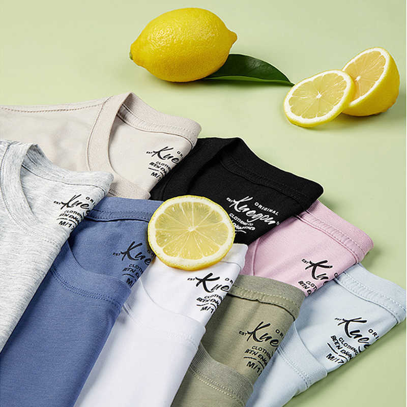 KUEGOU Smooth Cotton Modal Men's T-shirt Short Sleeves Summer Clothes Fashion Tshirt For Men Top Plus Size DT-5939 210623