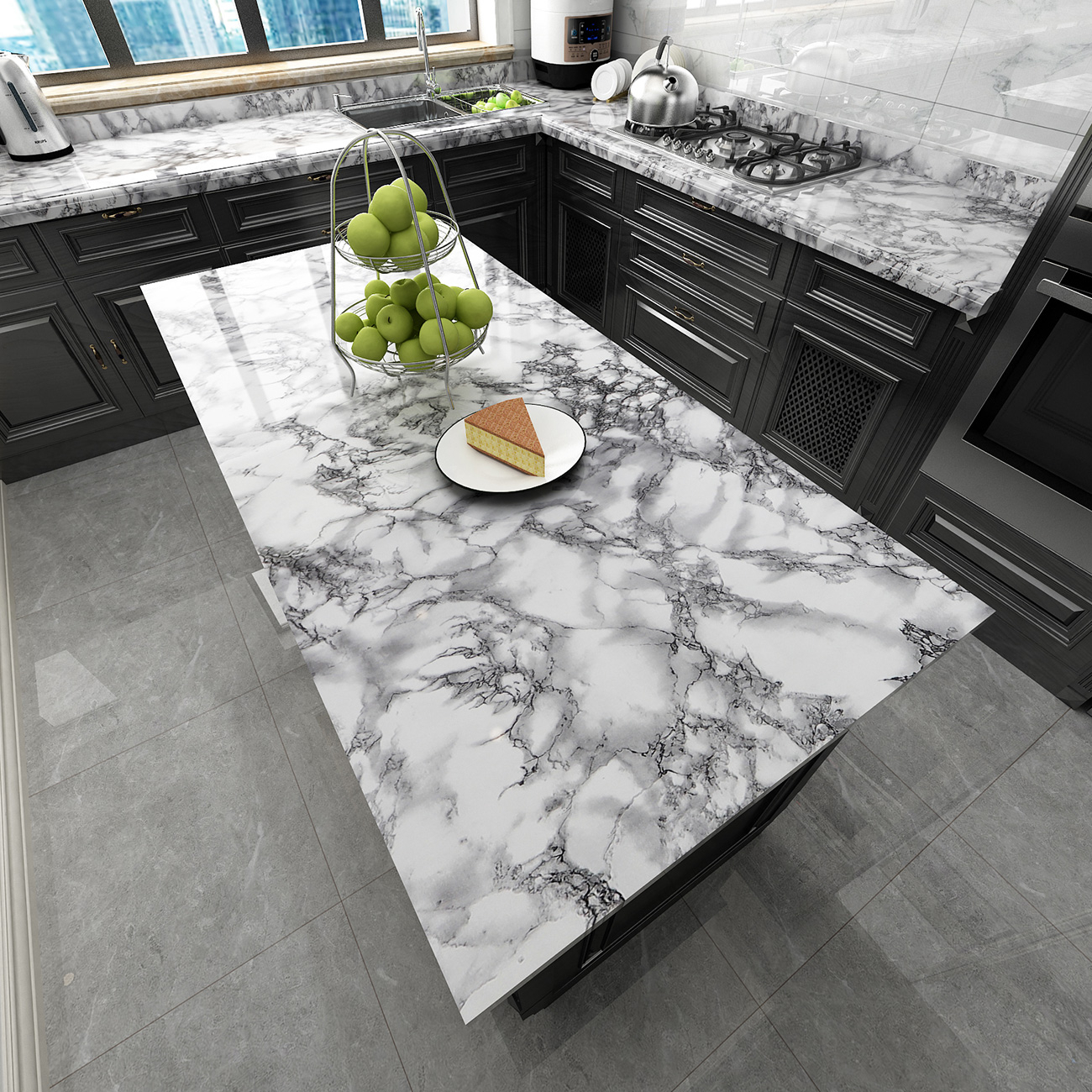 Stickers Marble Waterproof Wallpapers PVC Kitchen Table Pasters Oilproof Countertop DIY Self Adhesive Wall Sticker