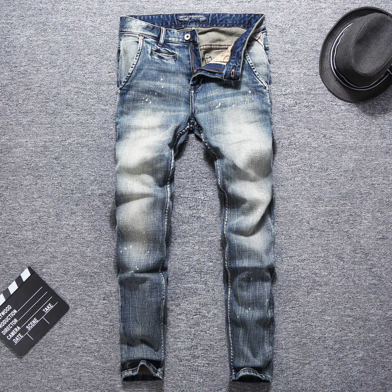 Ly Fashion Men Jeans High Quality Slim Fit Elastic Cotton Retro Painted Designer Italian Style Vintage Denim Pants 85HO, Retro gray blue
Ly Fashion Men Jeans High Quality Slim Fit Elastic Cotton Retro Painted Designer Italian Style Vintage Denim Pants 85HO, Retro gray blue