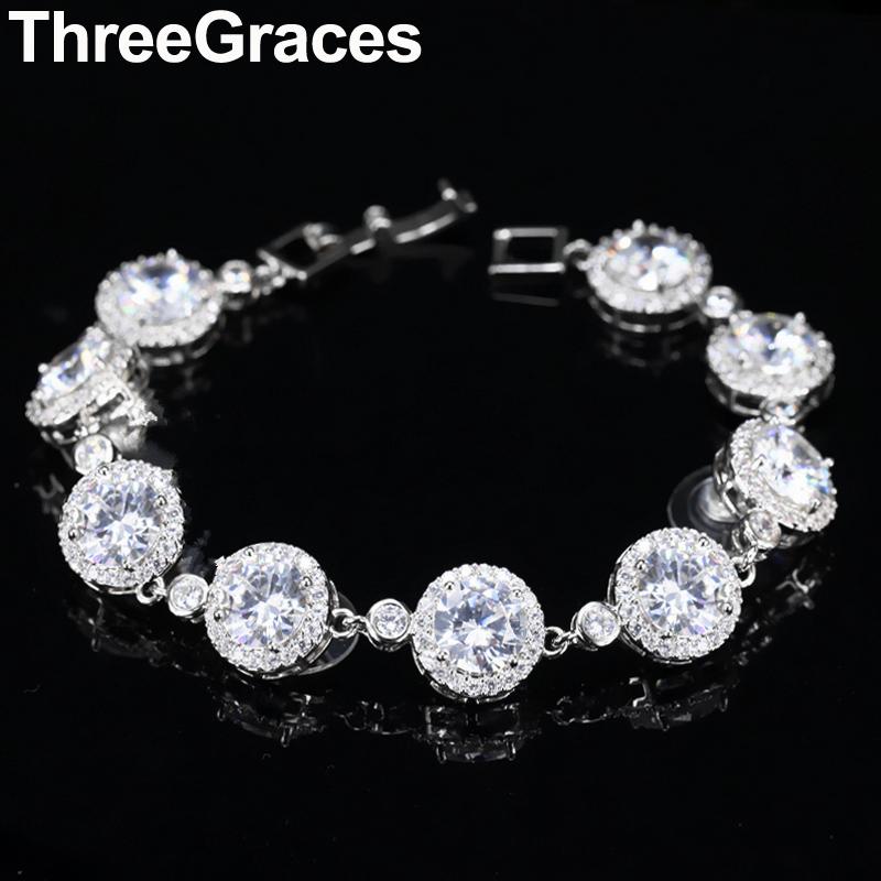 Link, Chain ThreeGraces Sparkling White Cubiz Zirconia Crystal Elegant Silver Round Dinner Party Tennis Bracelets Bangles For Women BR128
Link, Chain ThreeGraces Sparkling White Cubiz Zirconia Crystal Elegant Silver Round Dinner Party Tennis Bracelets Bangles For Women BR128