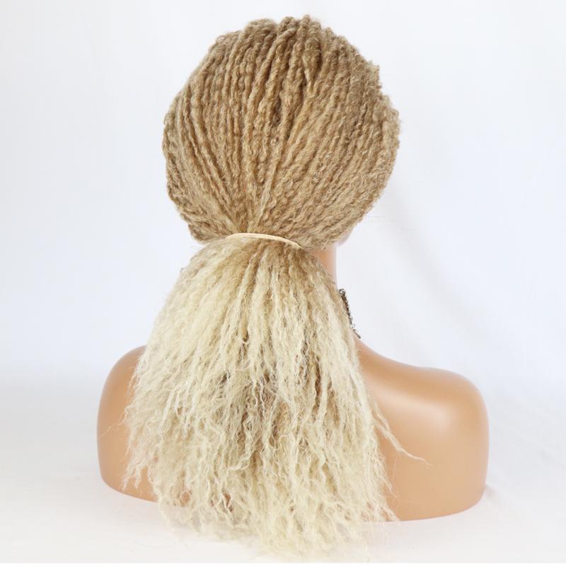 Synthetic Wigs Omber Blonde 613 Headband Dreadlocks Hair Afro Curly Crochet Twist Braids For Black Women