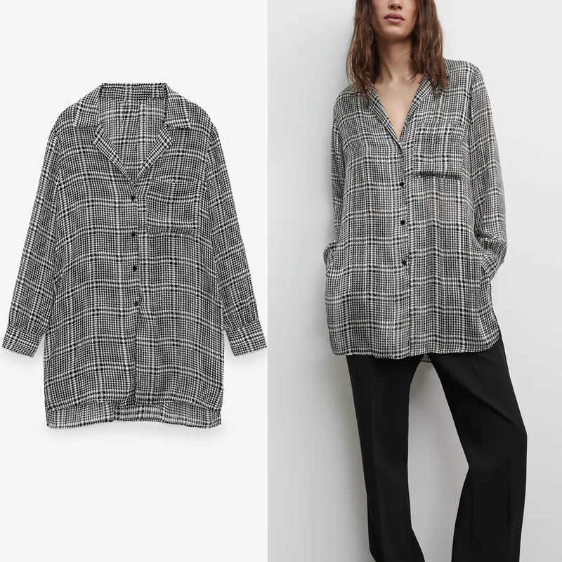 Za Chiffon Long Plaid Shirt Women Vintage Metallic Thread Irregular Top Female Chic Side Vents Plus Size Loose Shirts 210602, Black
Za Chiffon Long Plaid Shirt Women Vintage Metallic Thread Irregular Top Female Chic Side Vents Plus Size Loose Shirts 210602, Black
