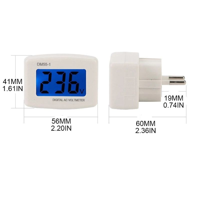 DM55-1 Digital Lcd Voltage Test Monitor Ac 80-300V Plug In Volt Meter Voltmeter