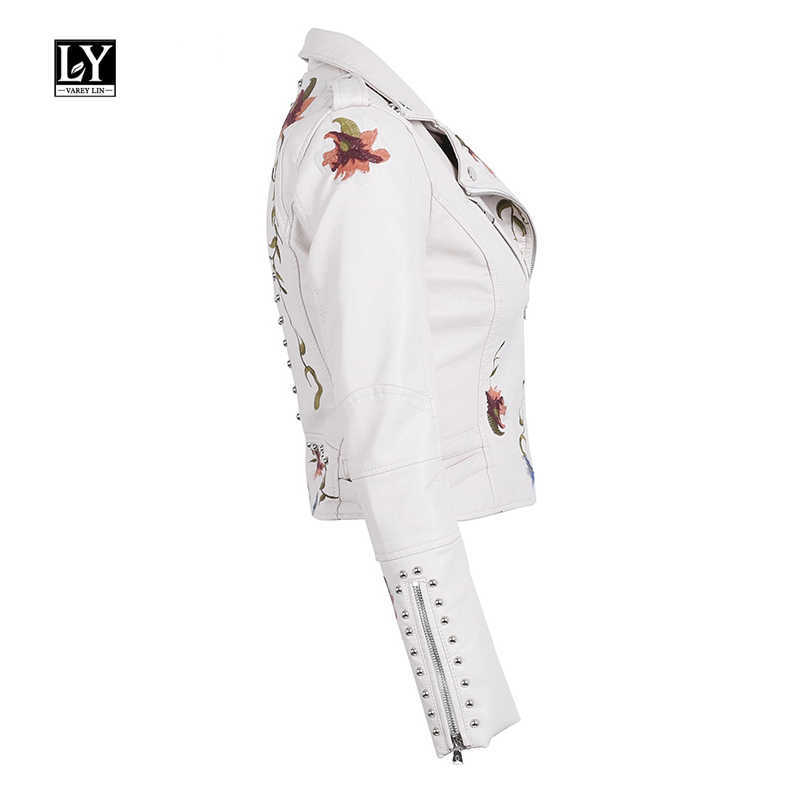 LY VAREY LIN Faux Soft Leather Jacket Women Embroidery Floral Pu Motorcycle Epaulet Zipper Punk Outerwear 210526