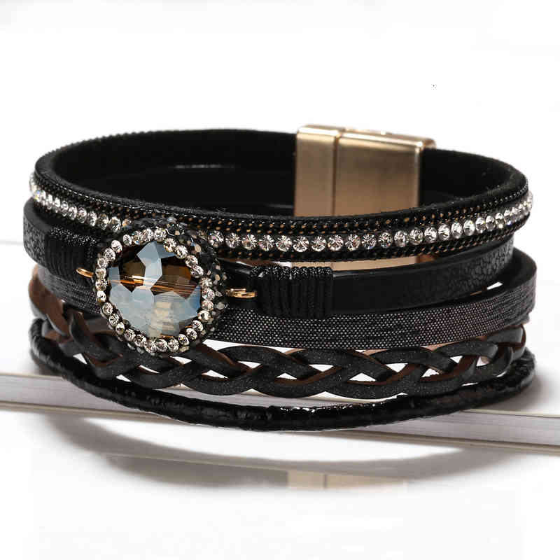 Bangle Charm Bracelets Multi Layer Hand Woven Natural Crystal Lovers Women's Jewelry