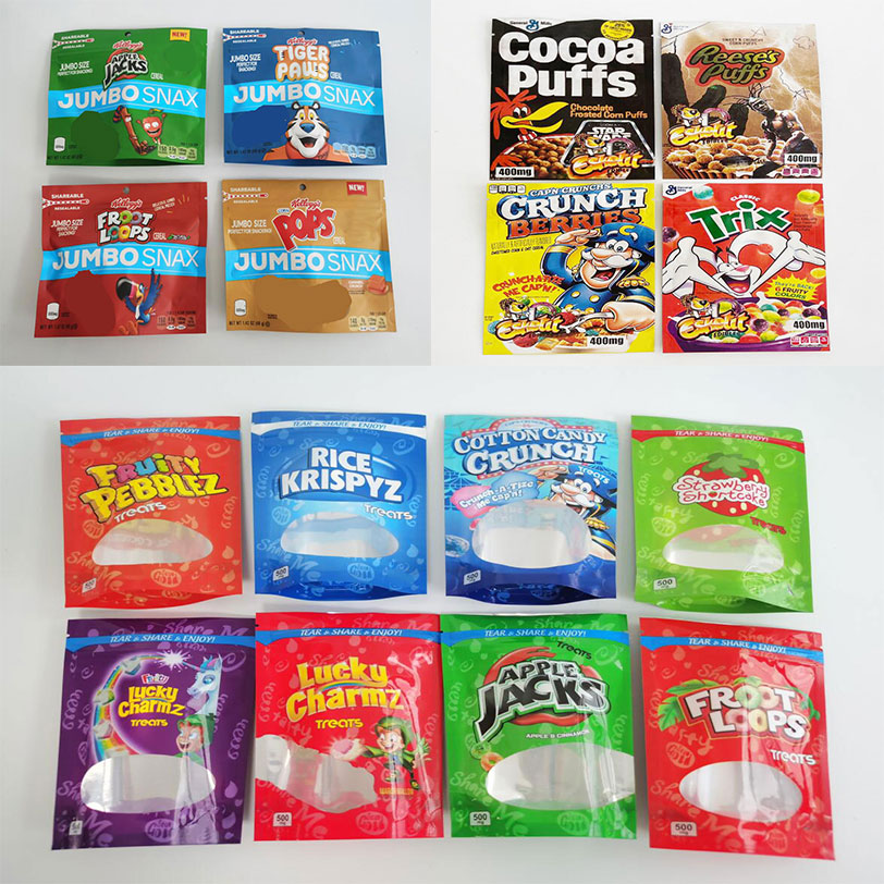 infused cereal edibles treats plastic packaging bags fruit loops apple jacks rice crunch pebbles mylar bag TRIX COCO PUFFS REESES
infused cereal edibles treats plastic packaging bags fruit loops apple jacks rice crunch pebbles mylar bag TRIX COCO PUFFS REESES