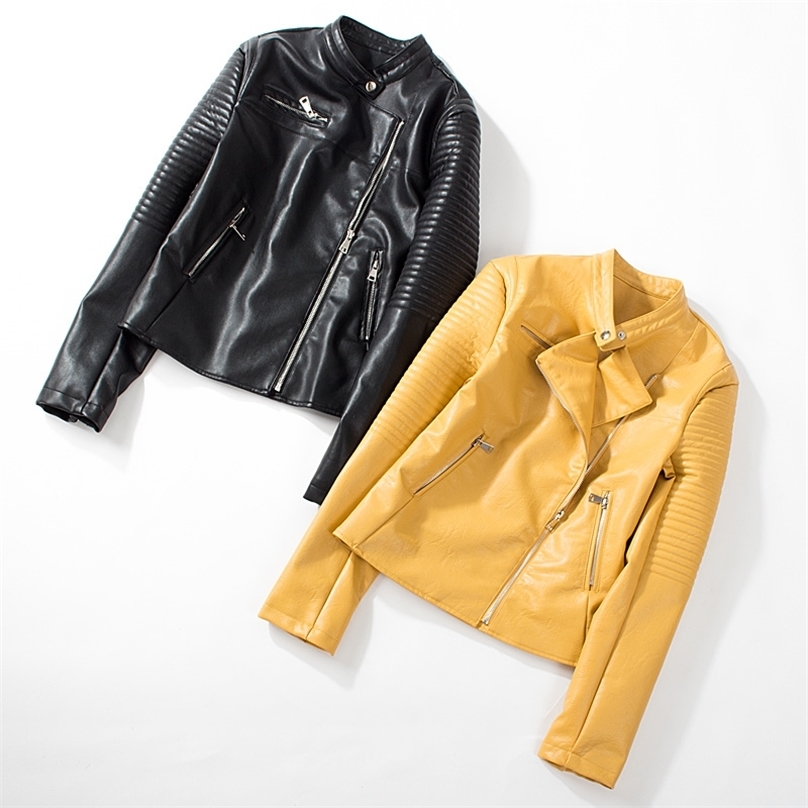 Fashion Streetwear Soft Leather Jacket Women Slim Zipper Short Coats Spring Autumn Biker Moto Jackets Outwear 210525
Fashion Streetwear Soft Leather Jacket Women Slim Zipper Short Coats Spring Autumn Biker Moto Jackets Outwear 210525