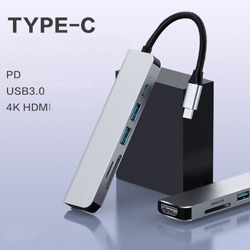 

Type C Docking Stations 4K VGA RJ45 Splitter Adapters HDMI-Compatible Dual Monitor USB-C Adapter USB 3.0 for Ipad Huawei Macbook Pro