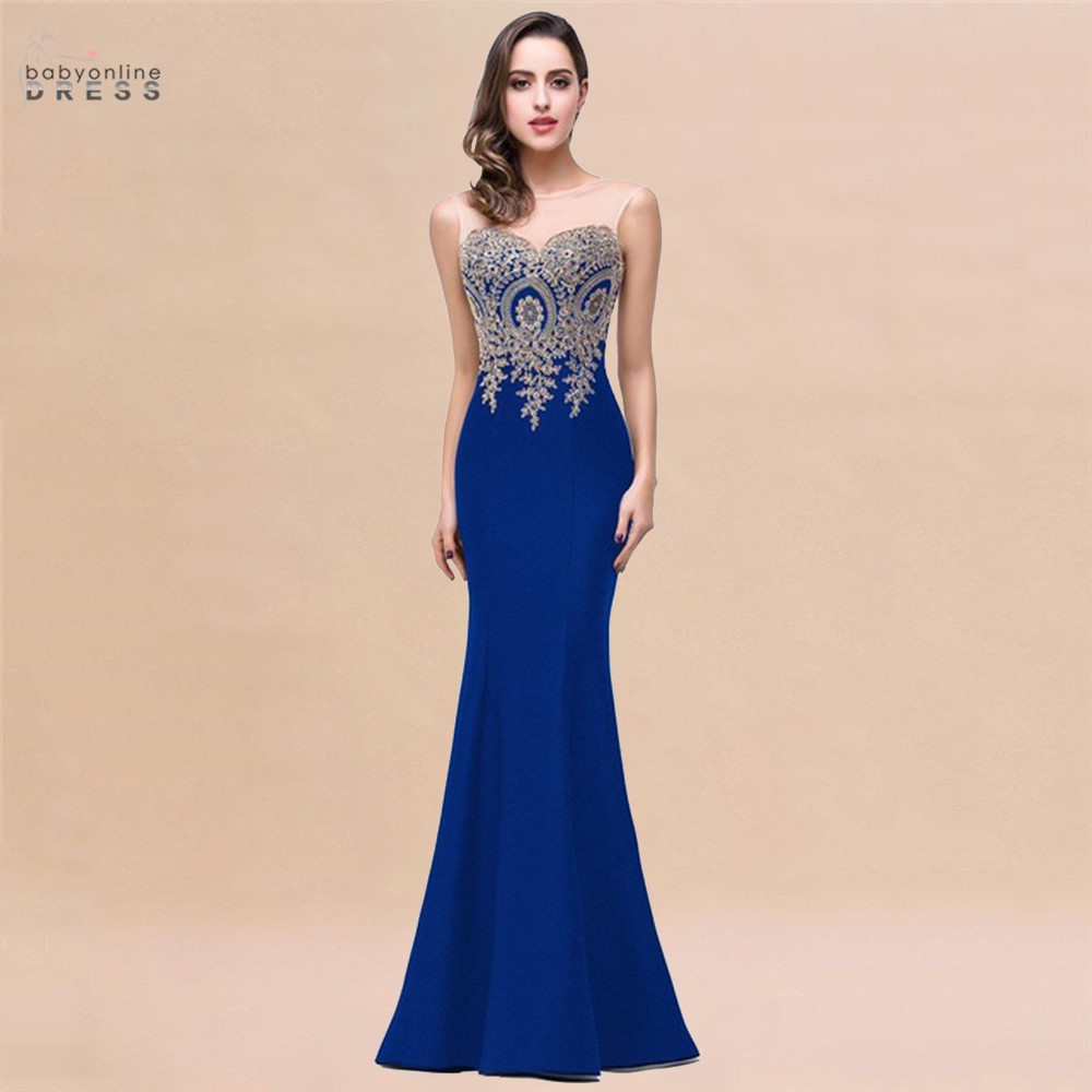 24H Ship Elegant Appliques Lace Royal Blue Bridesmaid Dresses Cheap Wedding Party Dress De Soiree Robe Demoiselle Dhonneur Cps262