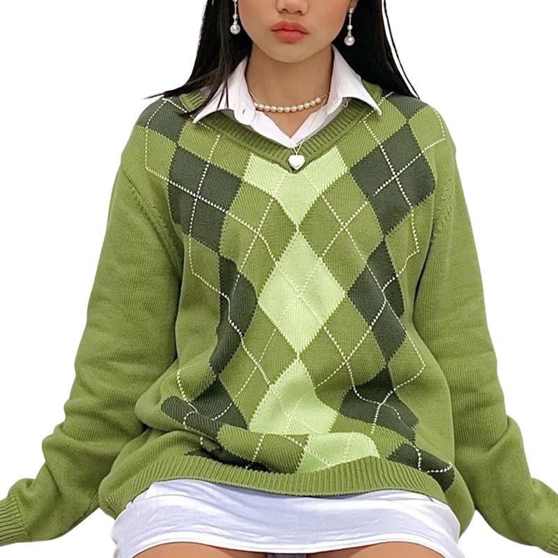 Women's Sweaters Women Color Block Sweater, Adults Casual Argyle Print Long Sleeve V-neck Knitwear, White;black
Women's Sweaters Women Color Block Sweater, Adults Casual Argyle Print Long Sleeve V-neck Knitwear, White;black
